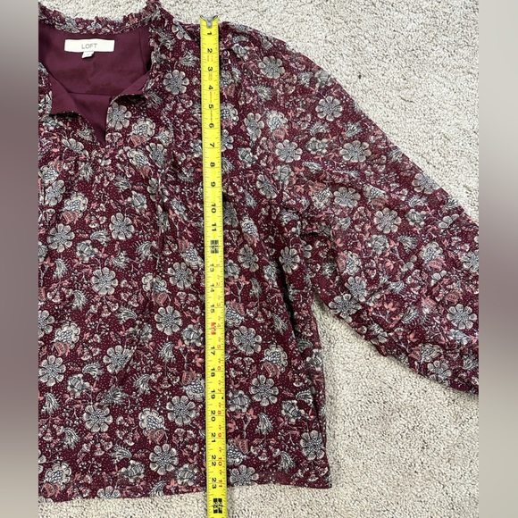 EUC loft boho peasant blouse maroon burgundy like new - Picture 3 of 7